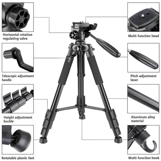 NeePho NP-8850 Professional Tripod For DSLR Camera And Phone With Quick Release Plate, Non-Slip Feet